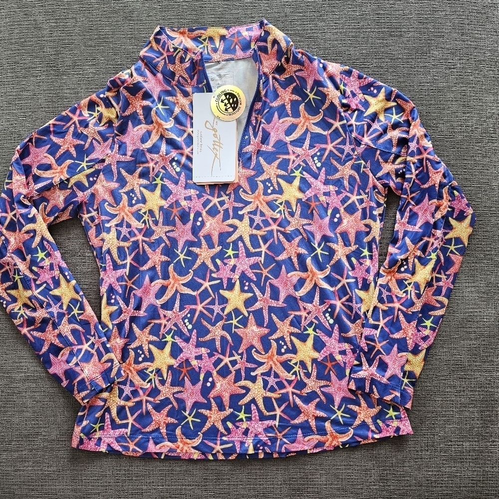 NWT Gottex Women's Starfish Moisture Wicking Golf & Tennis Half Zip Top Small